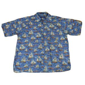PACE NAUTICAL - MEN'S VINTAGE SAILBOAT SAILING BUTTON-UP SHIRT - SIZE L